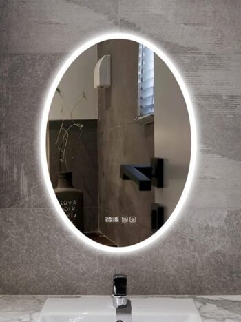 Kolby Frosted Edge Oval 3-Color LED Mirror - Frosted Edge LED Mirror | LightMirror.in