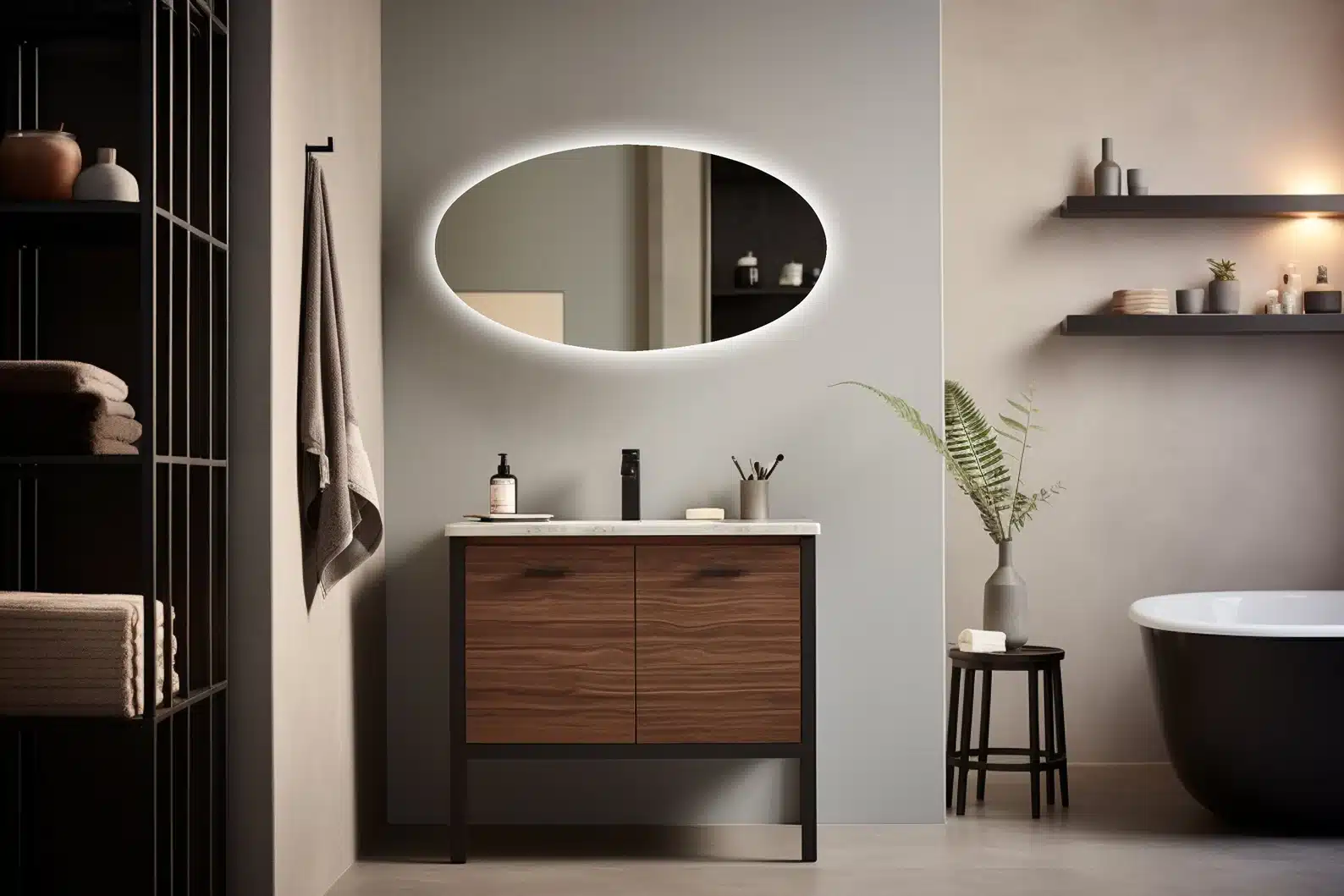 Kolomon-Large-Oval-Backlit-LED-Mirror-4-1.webp Kolomon Large Oval Backlit 3-Color LED Mirror - light mirror | LightMirror.in