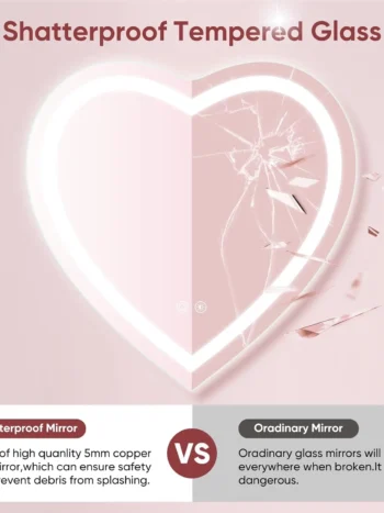 Kresic Heart Shape 3-Color LED Mirror - Bathroom Mirror | LightMirror.in