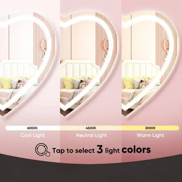 Kresic-Heart-Shape-LED-Mirror-5_magic1-1.webp Kresic Heart Shape 3-Color LED Mirror - Bathroom Mirror | LightMirror.in