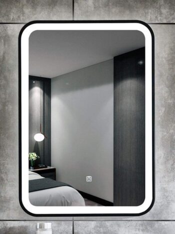 Liana LED Rectangle Mirror | Black Metal Frame | Dimmable Lightmirror.in - Framed LED Mirror | LightMirror.in