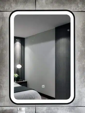 Liana LED Rectangle Mirror | Black Metal Frame | Dimmable Lightmirror.in - Framed LED Mirror | LightMirror.in