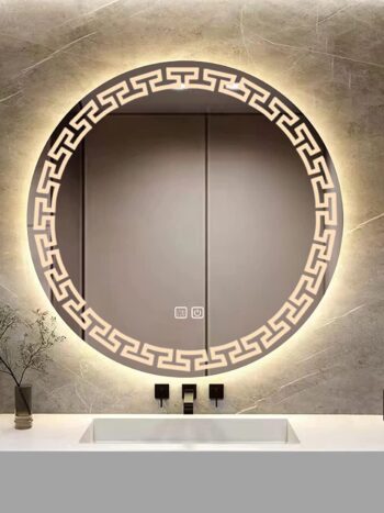 Mackie Round LED Bathroom Mirror (3 Lights) | Dimmable | Lightmirror.in