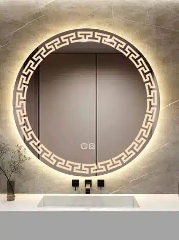 Mackie Round LED Bathroom Mirror (3 Lights) | Dimmable | Lightmirror.in