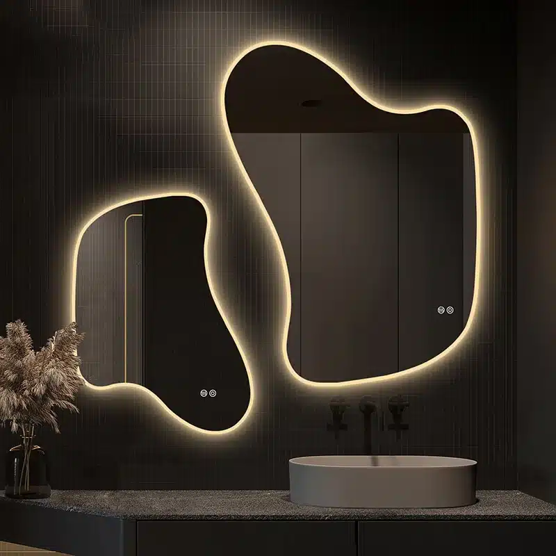 Melfa-Irregular-LED-Mirror-2-1.webp Melfa Irregular 3-Color LED Mirror - Bathroom Mirror | LightMirror.in