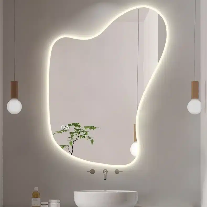 Melfa-Irregular-LED-Mirror-3-1.webp Melfa Irregular 3-Color LED Mirror - Bathroom Mirror | LightMirror.in