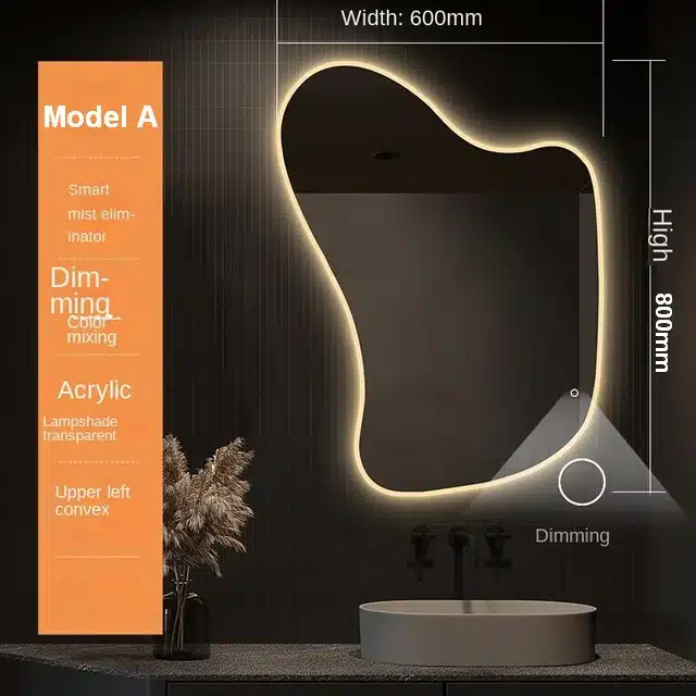 Melfa-Model-A-1.webp Melfa Irregular 3-Color LED Mirror - Bathroom Mirror | LightMirror.in