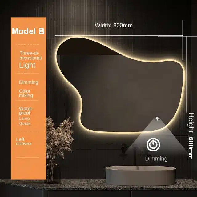 Melfa-Model-B-1.webp Melfa Irregular 3-Color LED Mirror - Bathroom Mirror | LightMirror.in