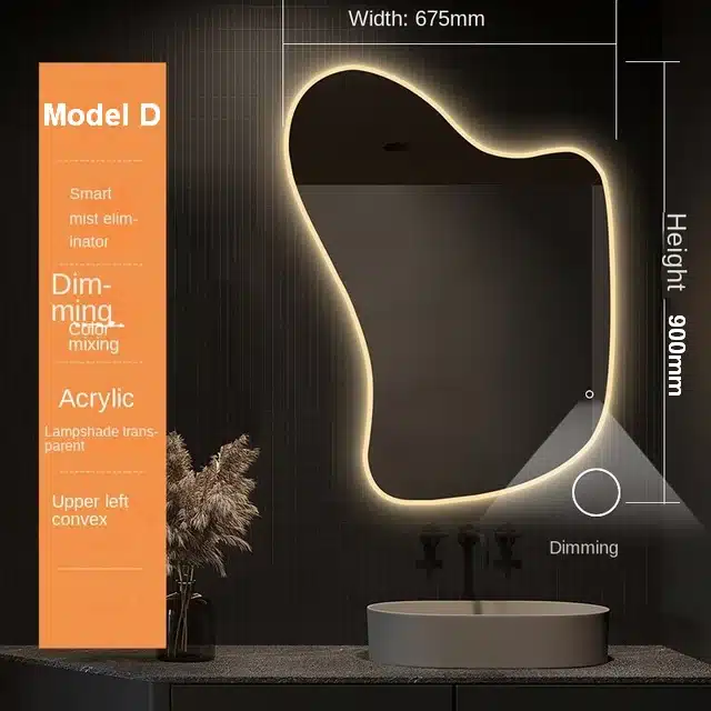 Melfa-Model-D-1.webp Melfa Irregular 3-Color LED Mirror - Bathroom Mirror | LightMirror.in