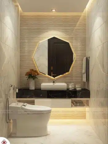 Gold Accent Octagon LED Vanity Mirror