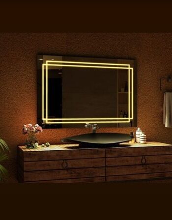 Luxury Rectangular LED Vanity Mirror with Double Border Light