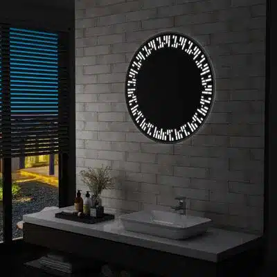 Oakleaf-Round-LED-Mirror-2-1-1.webp Oakleaf Circular LED Mirror | Dimmable 3-Color Light