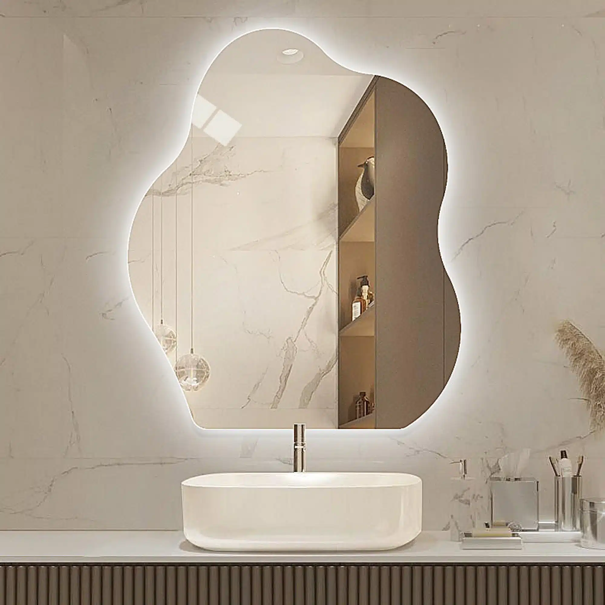 Ocilla-Backlit-Irregular-LED-Mirror-2-1.webp Ocilla Backlit Irregular 3-Color LED Mirror - Bathroom Mirror | LightMirror.in