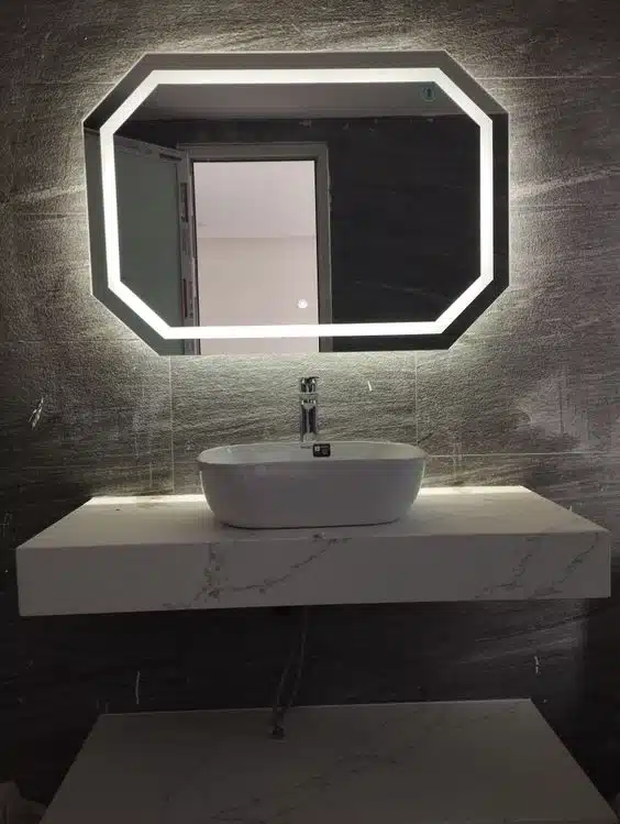 Orlonda Hex LED Mirror - Dimmable Touch Sensor Vanity Mirror - light mirror | LightMirror.in