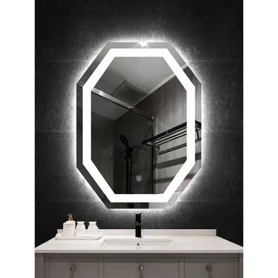 Orlonda Hex LED Mirror - Dimmable Touch Sensor Vanity Mirror - light mirror | LightMirror.in