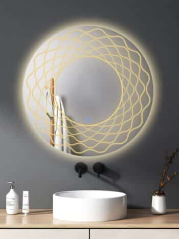 Round Geometric LED Bathroom Mirror