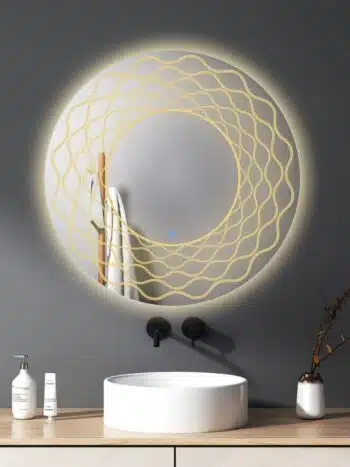 Round Geometric LED Bathroom Mirror