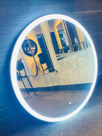 Acrylic Moon Lighted Mirror | Round White Frame | Edge Lit LED | Lightmirror.in