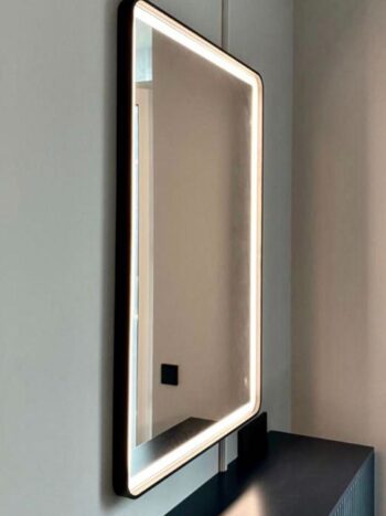 Black LED Light Mirror with White Lights – Modern Premium Design by LIGHTMIRROR.IN