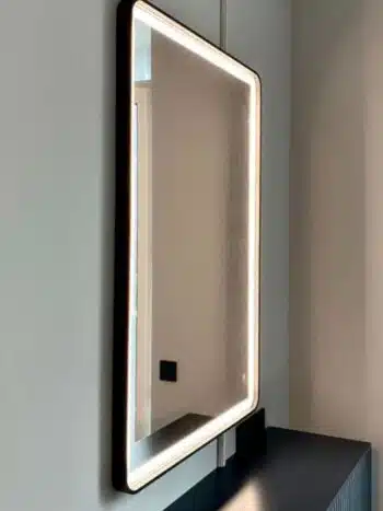 Black LED Light Mirror with White Lights – Modern Premium Design by LIGHTMIRROR.IN
