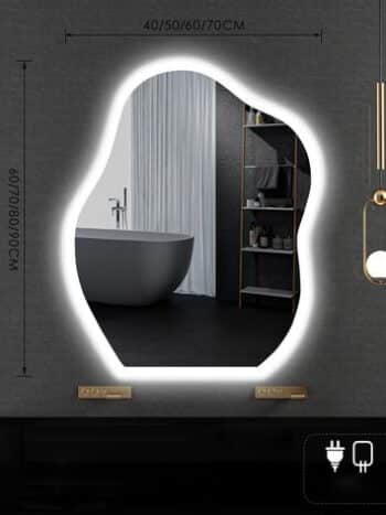 Samana Frosted Edge Irregular 3-Color LED Mirror - Bathroom Mirror | LightMirror.in