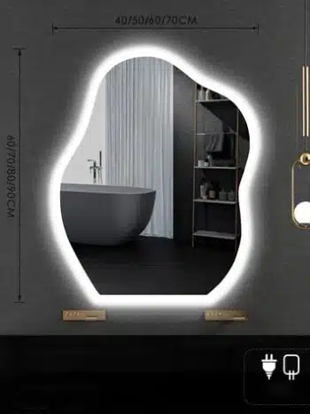 Samana Frosted Edge Irregular 3-Color LED Mirror - Bathroom Mirror | LightMirror.in