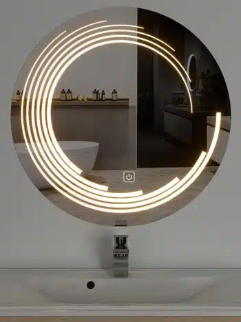 Round Spiral Front-Lit LED Bathroom Mirror with Touch Sensor