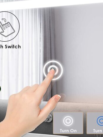 Touch sensor light mirrors in a modern bathroom