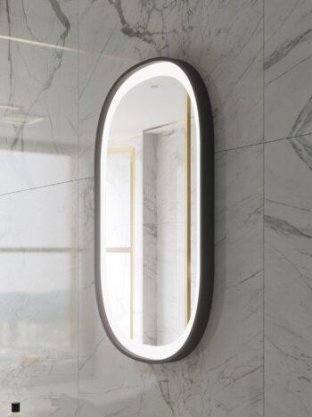 Senta Capsule LED Mirror | Black Metal Frame - Framed LED Mirror | LightMirror.in