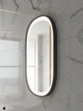 Senta Capsule LED Mirror | Black Metal Frame - Framed LED Mirror | LightMirror.in