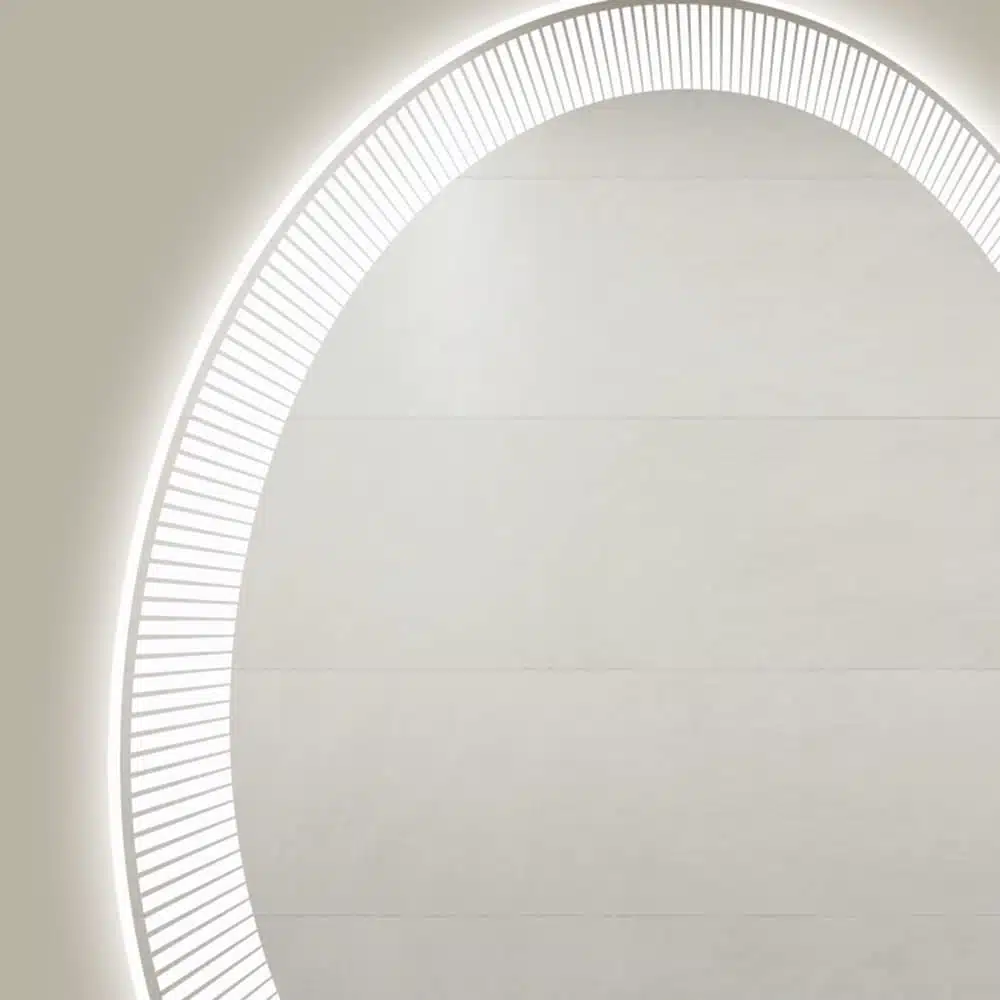 Stripe Round LED Bathroom Mirror (3 Lights) | Dimmable - Bathroom Mirror | LightMirror.in