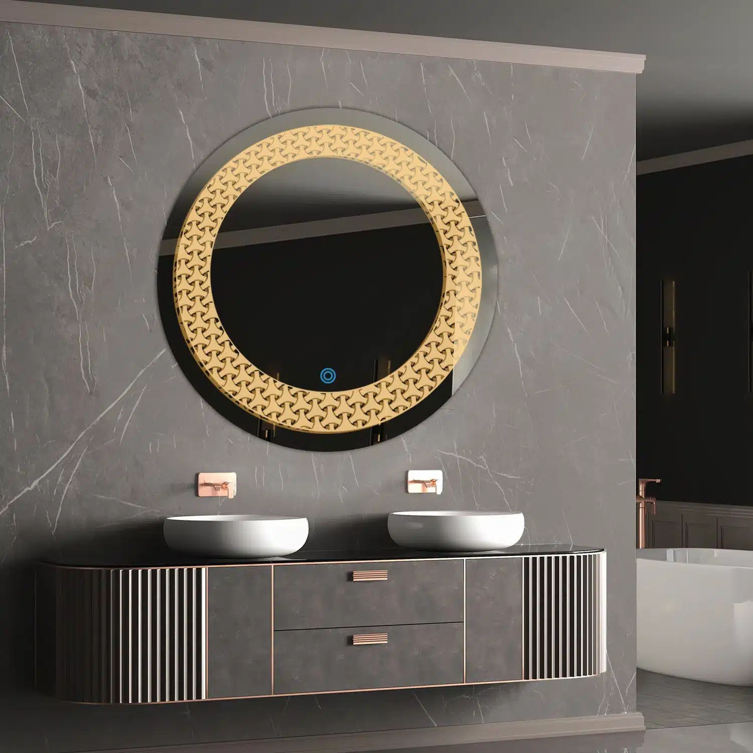 Sundiscgearsenclosed Ledbathroommirror Warmwhitelight Round01copy 1.jpeg | LightMirror.in