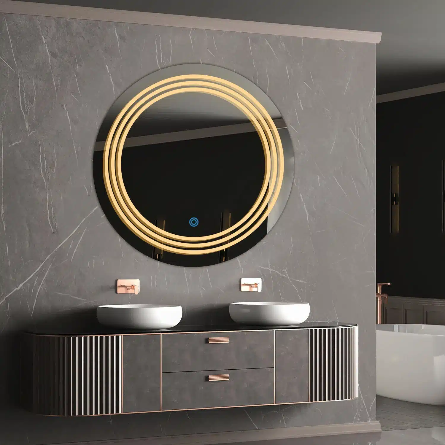 Sundisctrioedged Ledbathroommirror Warmwhitelight Round01copy 1.jpeg | LightMirror.in