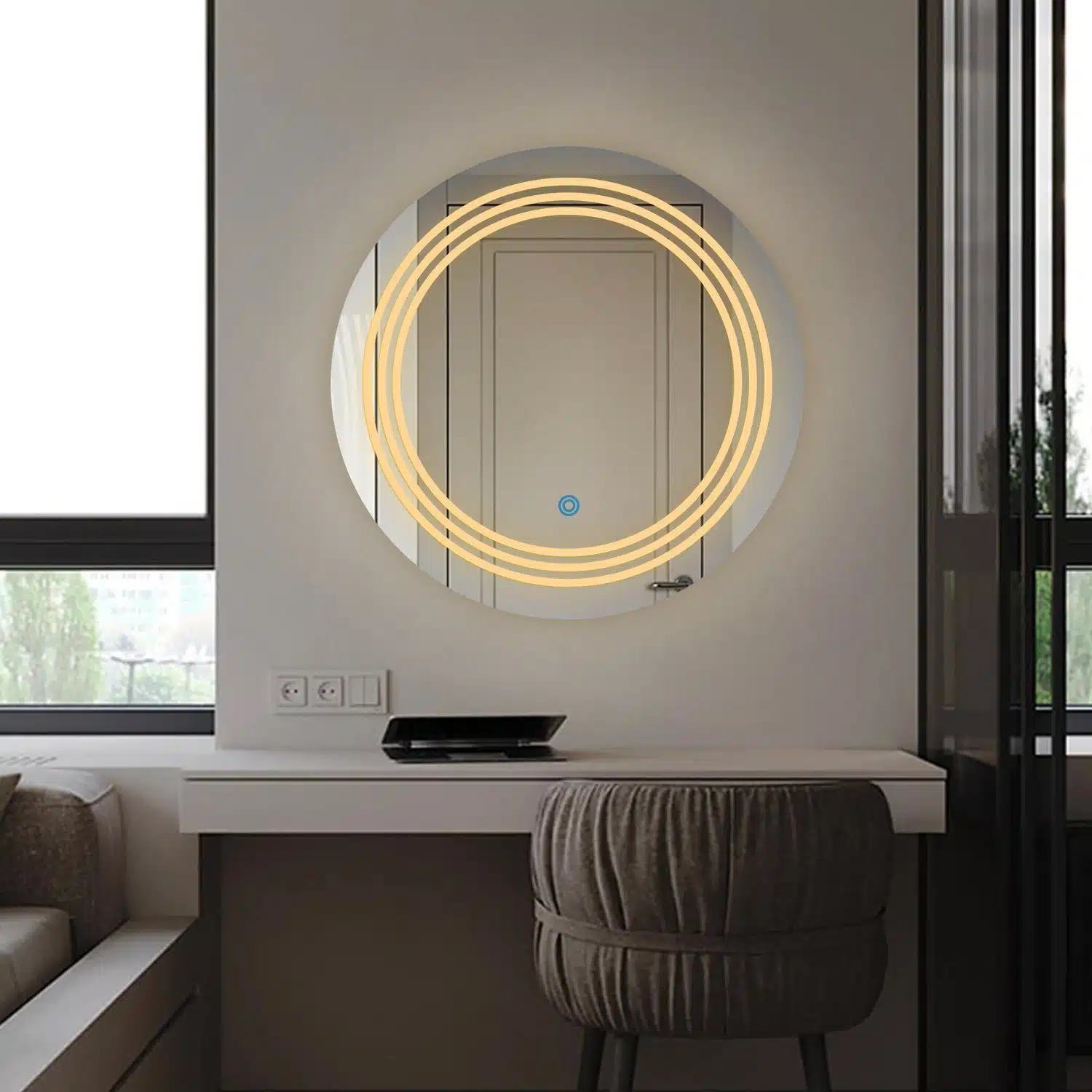 Sundisctrioedged Ledbathroommirror Warmwhitelight Round03copy 1.jpeg | LightMirror.in