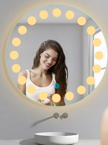 Sun Gleam LED Bathroom Mirror - Warm White Light - Round