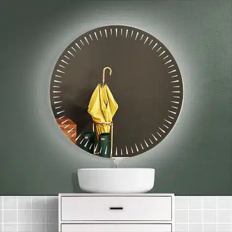 Teplin-Round-LED-Mirror-3-1.webp Teplin Round LED Mirror | Touch Dimmable 3-Color Vanity - Bathroom Mirror | LightMirror.in