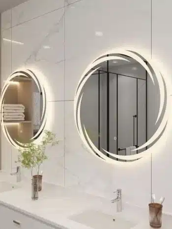 Elegant Whirlwind Round LED Bathroom Mirror (3 Led Lights) for Modern Spaces - Bathroom Mirror | LightMirror.in