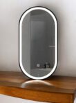 black frame outer frosted oblong led mirror