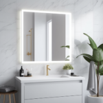 Custom LED mirrors enhancing home decor.