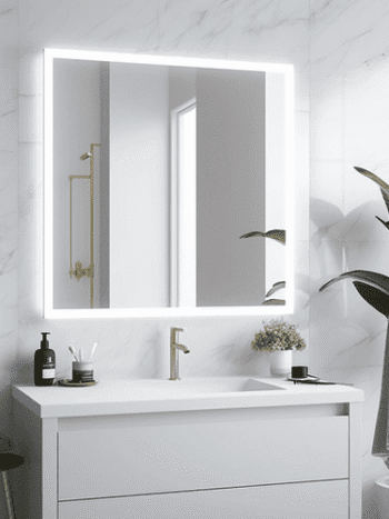 Custom LED mirrors enhancing home decor.