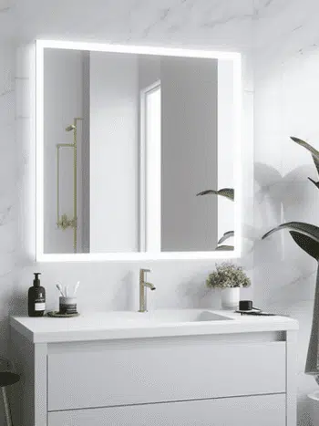 Custom LED mirrors enhancing home decor.