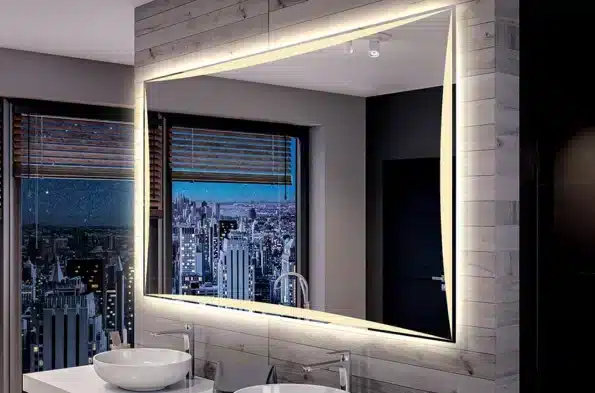 Elegant LED light mirror in a luxurious home interior