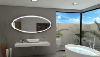 LED light mirror enhancing a luxurious bathroom
