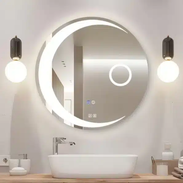 LED light mirrors designed for small bathrooms with modern aesthetics