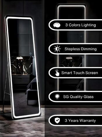Trendy Standing LED Mirror - HD Imported Belgium Glass - Framed LED Mirror | LightMirror.in