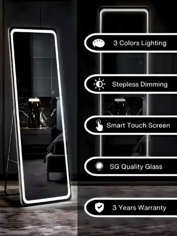 Trendy Standing LED Mirror - HD Imported Belgium Glass - Framed LED Mirror | LightMirror.in