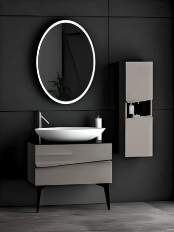 Oval LED Metal Bathroom Mirror - Anodized Finish