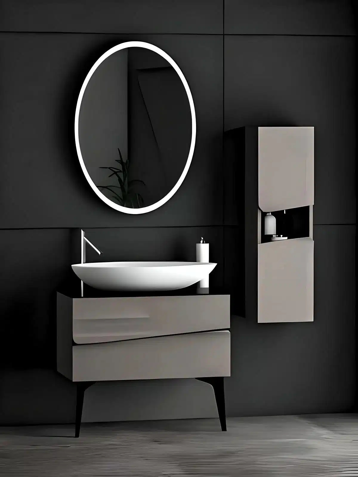 Oval LED Metal Bathroom Mirror - Anodized Finish
