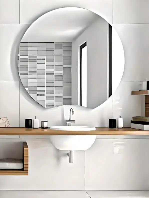 Large Frameless Round Bathroom Wall Mirror