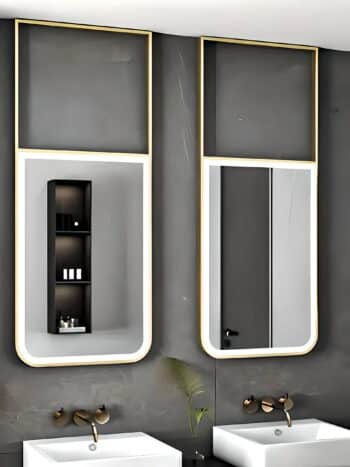 Lumen Half Rectangular LED Metal Mirror - Anodized & Waterproof - Bathroom Mirror | LightMirror.in